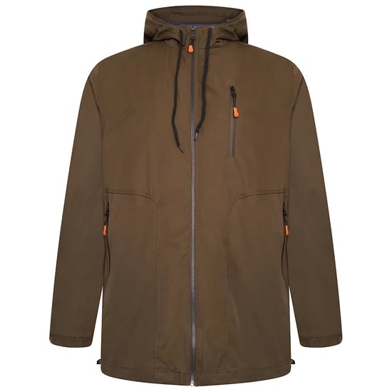 Grey Hawk Water Resistant Cotton Zip Hooded Jacket in Olive