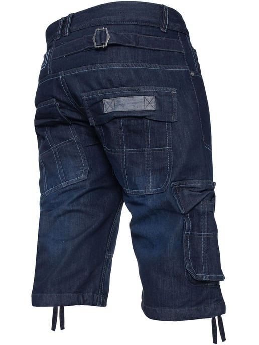 Enzo Herren Cargo Combat Denim Shorts - Image 2