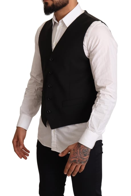 Dolce & Gabbana Herren Schwarz Wolle Formelle Weste Kleid - Image 2