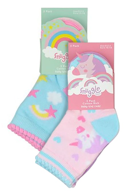Baby Mädchen Einhorn Design Socken | 6 Paar Multipack | Socken Snob | Weiche Baumwolle Neuheit Socken - Einhorn - Image 2
