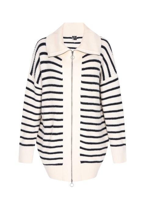 Dreimaster Cardigan Damen Wollweiss Marine - Image 1