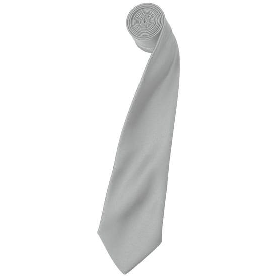 Premier Mens Plain Satin Krawatte (schmale Klinge) (2er-Pack) (Silbergrau) - Image 1