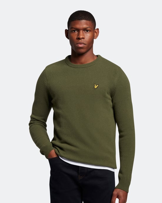 Lyle & Scott Rundhals-Lammwollpullover in Oliv - Image 1