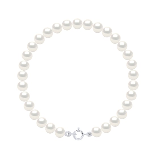 Bracelet of Real Cultured Freshwater Pearls Semi Round 5-6 mm