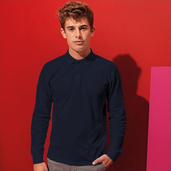 Asquith & Fox Herren Classic Fit Langarm-Poloshirt (Marine) - Image 2