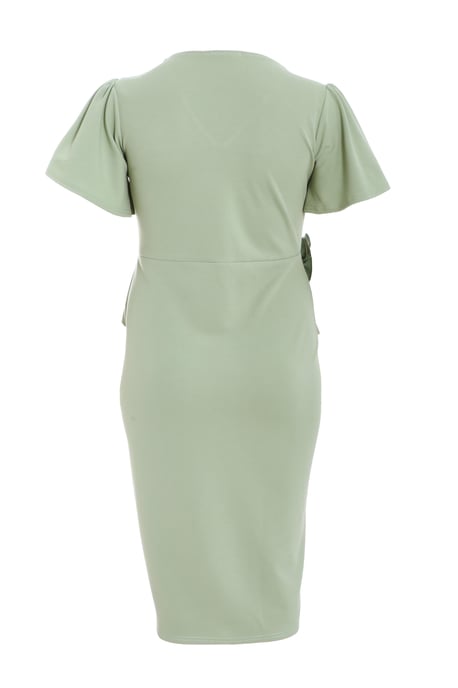 Curve Sage Flower Corsage Midi Dress