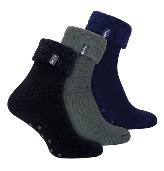 3er-Pack Herren-Bettsocken mit Griffen | THMO | Kuschelige Thermo-Pantoffel-Lounge-Socken - sortiert - Image 1