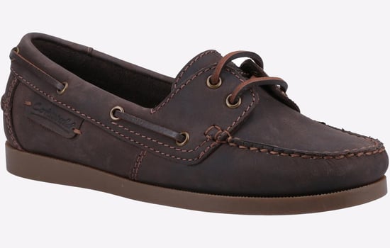 Cotswold Waterlane Leder Damen Braune Bootsschuhe - Image 2