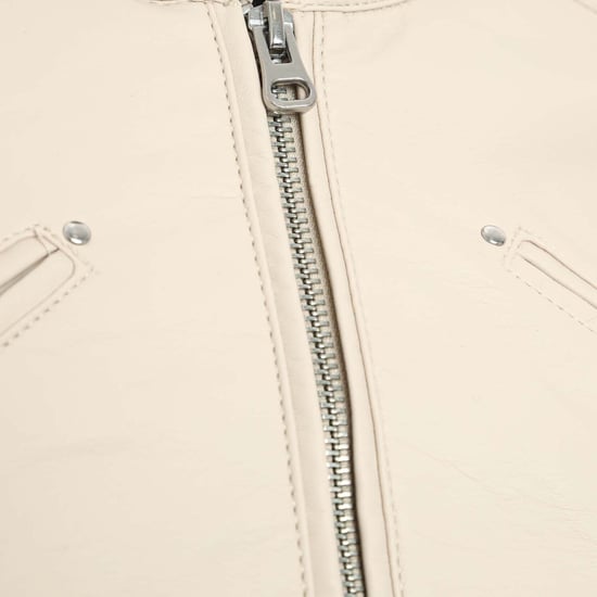 Women's Vero Moda Favodona Faux Leather Jacket in Oatmeal
