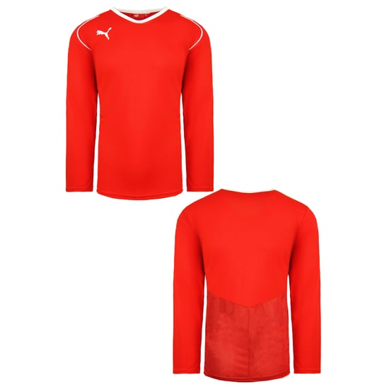 Puma V5.08 Long Sleeve Shirt V-Neck Red Mens Football Top 700472 01
