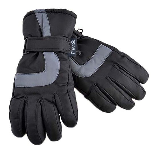 Kinder Thinsulate Skihandschuhe für den Winter | THMO | Wasserdichte Fleece gefüttert thermische warme Skihandschuhe für Jungen - Schwarz - Image 1