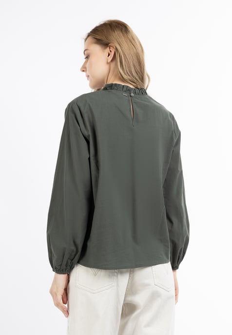 Dreimaster Langarmbluse Damen dunkeloliv - Image 4