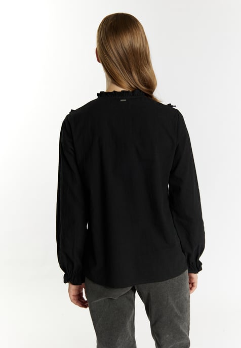 Dreimaster Langarmbluse Damen schwarz - Image 4