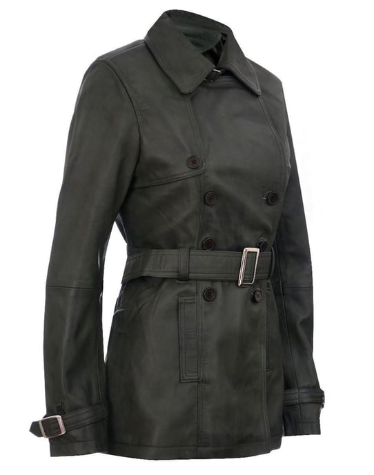 Women's mid-length leather trench coat - Oakham