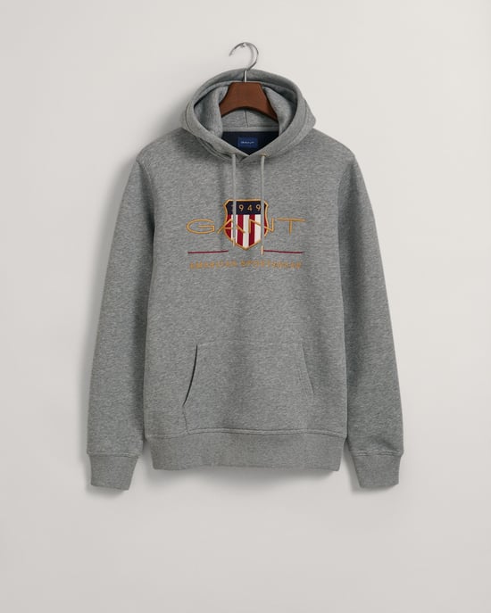 Men's Gant Archive Shield Hoody in Grey Marl