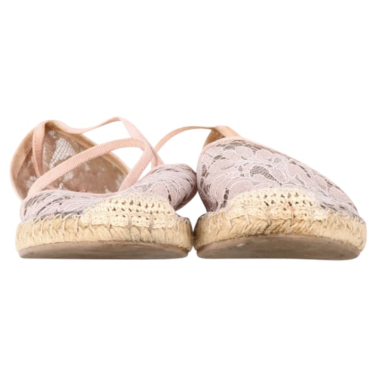 Valentino Garavani Floral Lace Selbstbindende Espadrilles Flachschuhe aus pinkem Polyester - Image 2