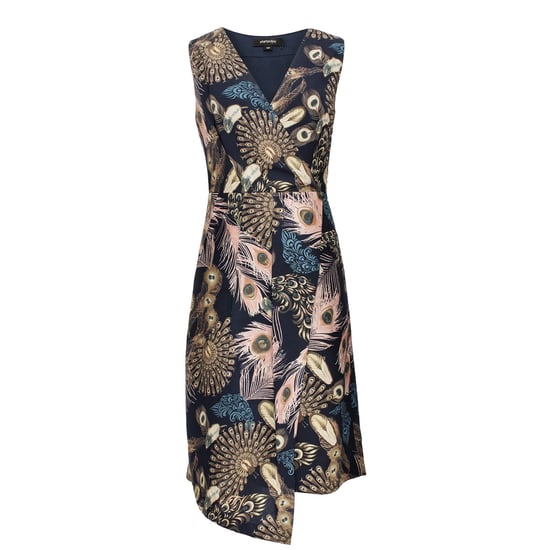 Mittellanges Kleid mit überkreuzten Herzen und Federmuster - Image 3