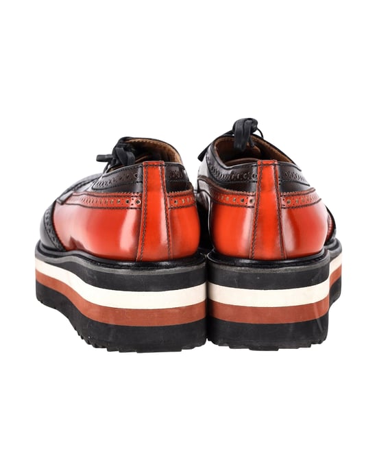 Prada Flatform Derby Brogue Schnürschuh aus schwarzem Leder - Image 5