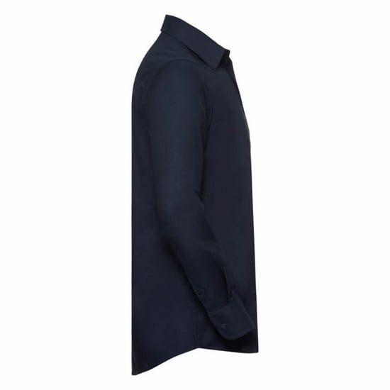 Russell Collection Herren-Langarmhemd aus pflegeleichtem Oxford (Bright Navy) - Image 6