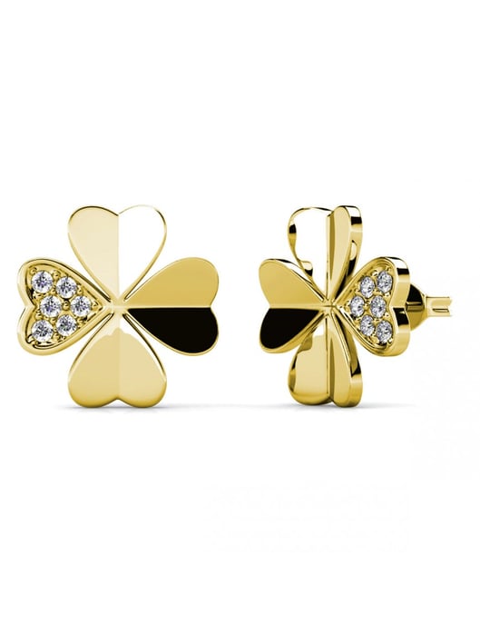 Kleeblatt-Ohrringe - Gold und Kristall - Image 1