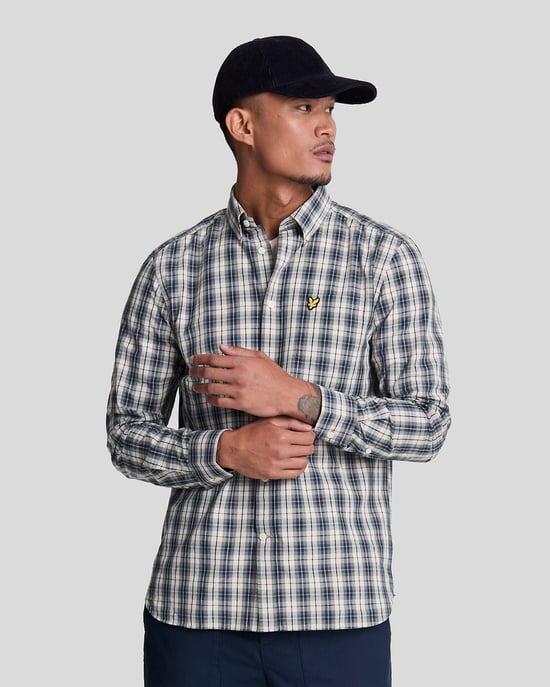 Lyle & Scott � Popeline-Hemd mit verwaschenem Karomuster, Beige - Image 1