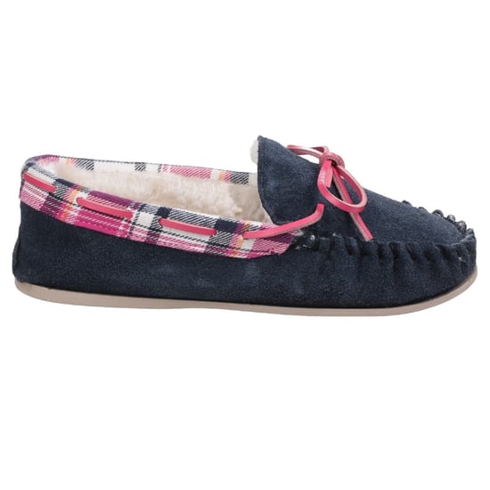 Cotswold Womens/Ladies Kilkenny Classic Fur Lined Moccasin Slippers (Navy)