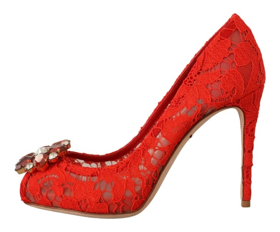 Dolce & Gabbana Rote Taormina Spitzen-Glitzer-Pumps für Damen - Image 4
