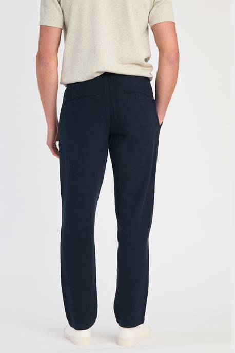 Navy Linen Blend Classic Fit Trousers