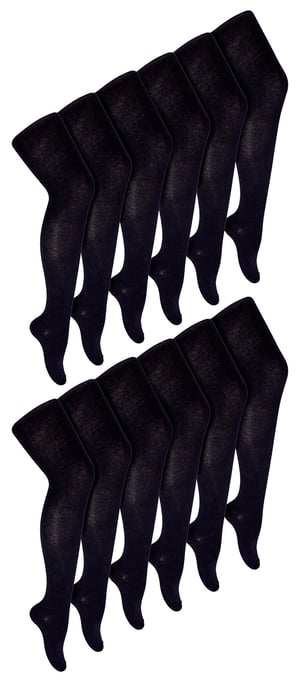 12 Paar Multipack Mädchen Schuluniform Strumpfhosen | Sock Snob | Soft & Comfy Plain Opaque Pantyhose Strumpfhosen für Kinder - Schwarz - Image 1