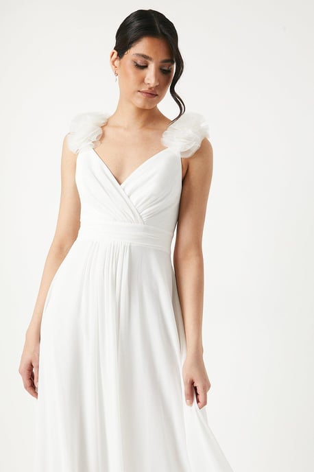Corsage Detail Chiffon A Line Wedding Dress - Image 4
