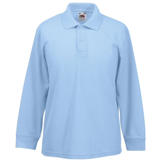 Fruit of the Loom Kinder Polo Shirt, Langarm (Himmelblau) - Image 3