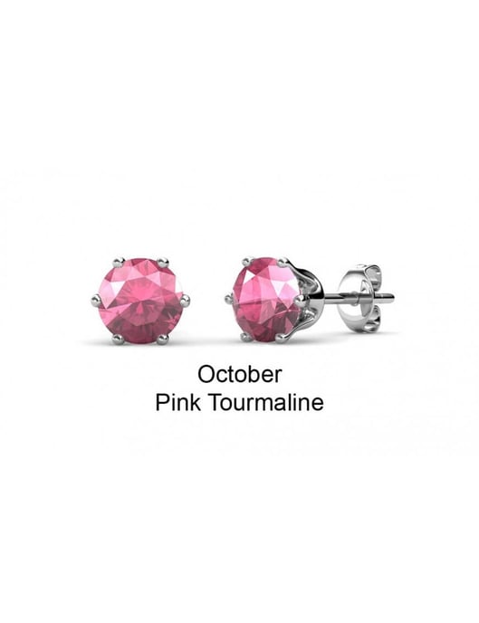 Geburtsstein-Oktober-Ohrringe - Silber und Rosa - Image 3