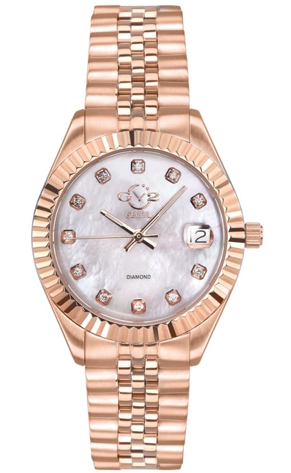 GV2 Naples 12403 Damen Schweizer Quarz Edelstahl Diamant Datum Uhr - Image 1