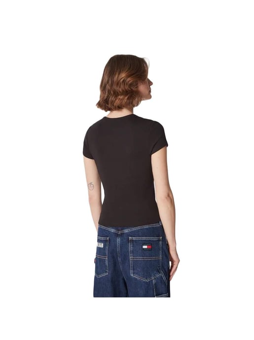 T-Shirt Universelles Essential Côtelé Tommy Hilfiger Für Frauen in Schwarz - Image 3