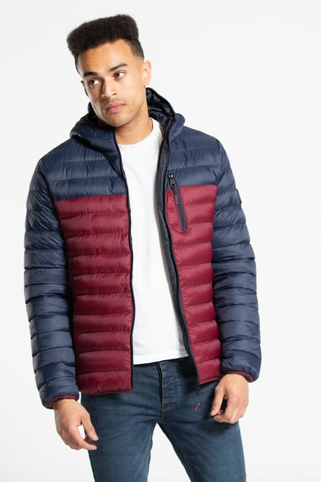 Colour Block Hooded Padded Jacket