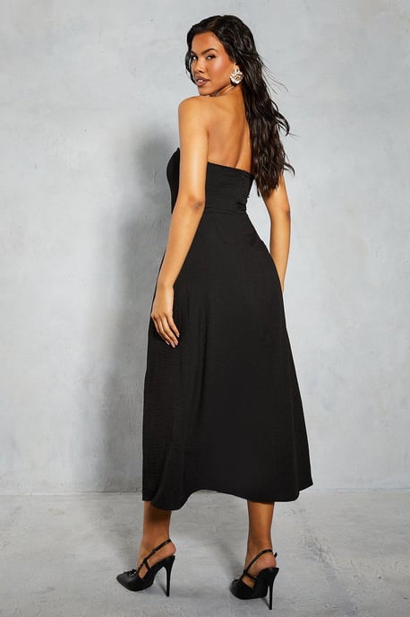 Linen Look Bandeau Maxi Dress