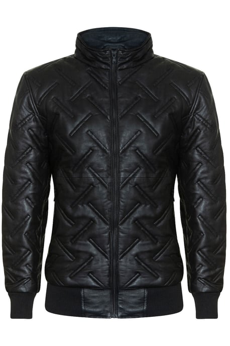 Men's Bomber Leather Quilted Jacket - Goiania