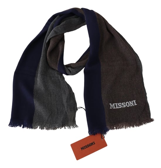 Missoni Echarpe unisexe à franges en laine rayée multicolore pour hommes - Image 4