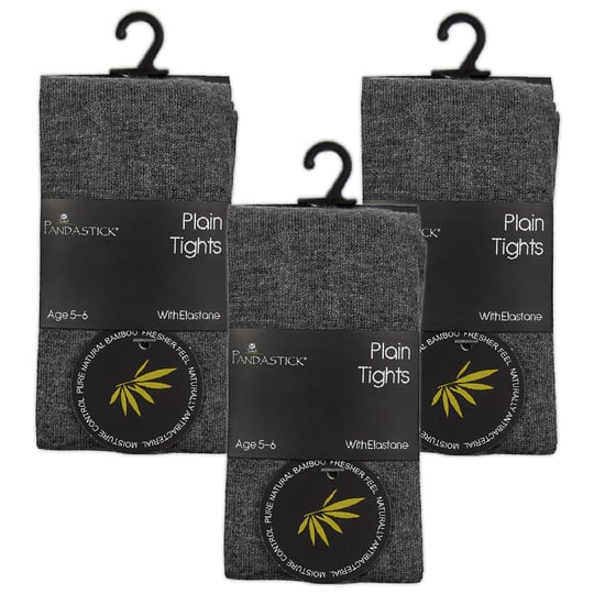 3 Paar Multipack Mädchen Bambus-Schulstrumpfhosen | Sock Snob | Footed Soft Plain Strumpfhosen in Schwarz, Grau, Weiß, Marineblau - Grau - Image 2