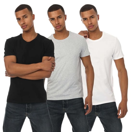 Lot 3 t-shirts coton uni col rond Lacoste Pour Homme en Noir Gris Blanc - Image 1