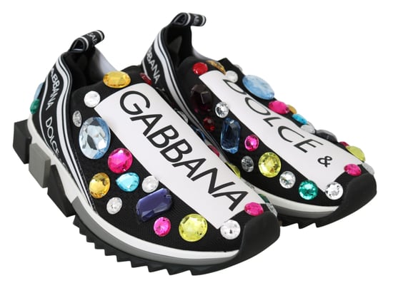 Dolce & Gabbana Frauen Schwarz Multicolor Crystal Sneakers Schuhe - Image 4