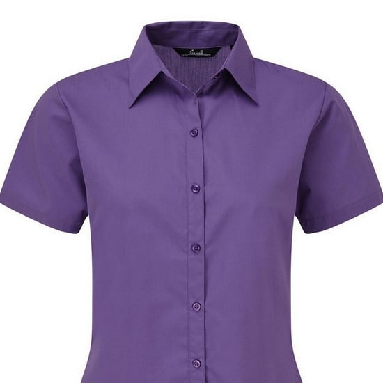 Premier Damen Kurzarm Popeline Bluse / Arbeitshemd (Violett) - Image 2