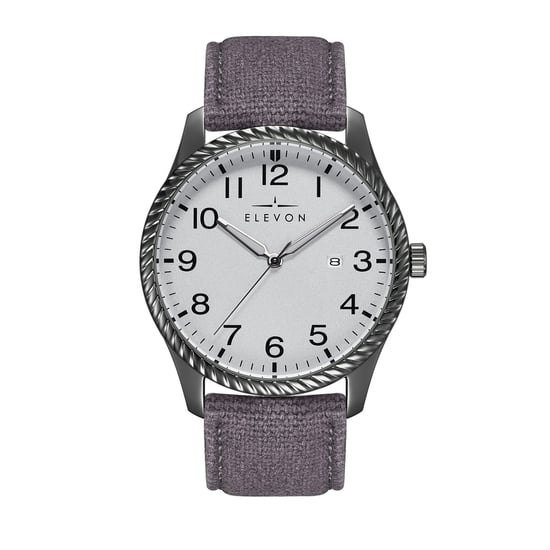Elevon Crosswind Canvas-Overlaid Leather-Band Watch w/ Date