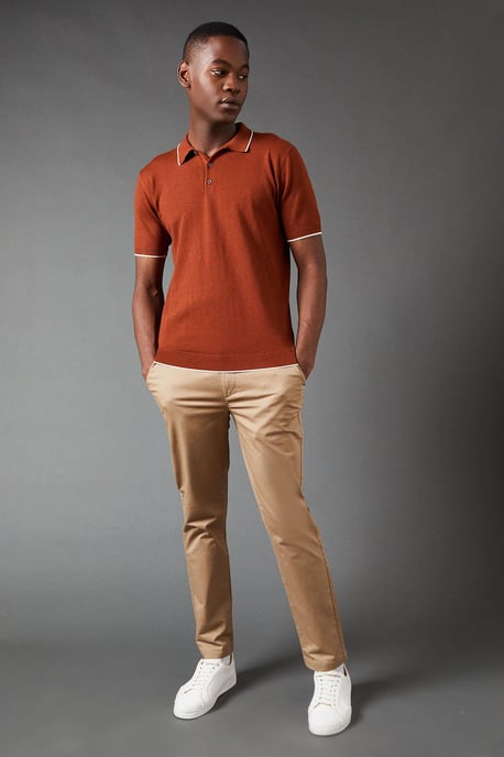 Burton Mens Slim Fit Chino Trousers Blue Cotton Blend Elastane All Seasons - Image 1