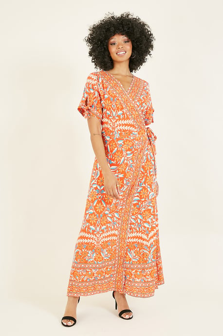 Orangefarbenes Kleid mit Blumen Yumi - Image 1