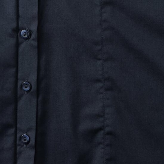 Russell Collection Easy Care Fitted Poplin Bluse, kurzarm (Dunkelblau) - Image 5