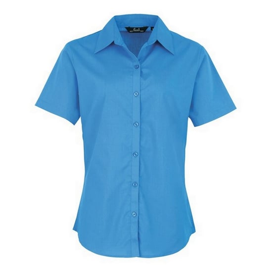 Premier Damen Kurzarm Popeline Bluse / Arbeitshemd (Saphir) - Image 1