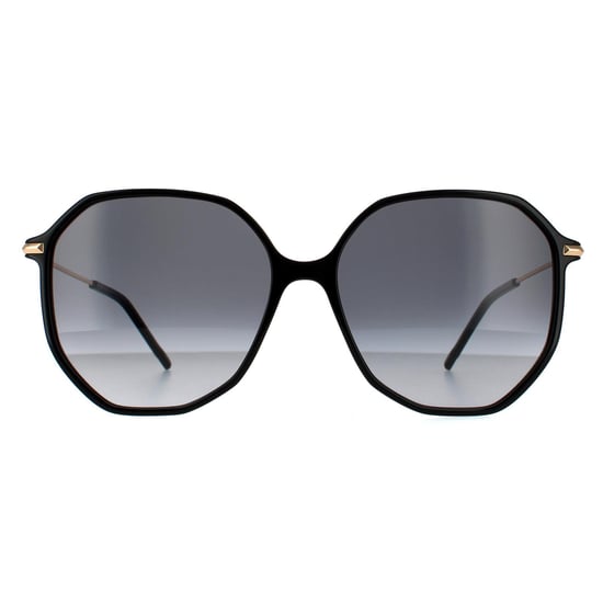 Hugo Boss Round Womens Schwarz Gold Dunkel Grau Gradient Sonnenbrille - Image 1
