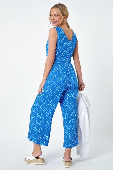 Petite Sleeveless Polka Dot Jumpsuit
