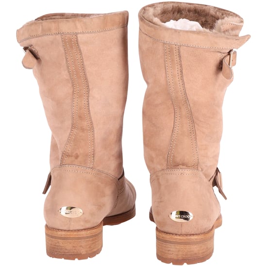 Jimmy Choo Flache Biker-Stiefel aus nude Wildleder - Image 4